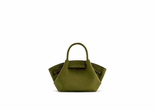 JW Pei Hana Mini Faux Suede Tote Bag Dark Olive