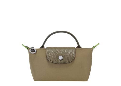 Longchamp Le Pliage Green Pouch With Handle Artichoke