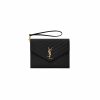 Saint Laurent Cassandre Matelassé Flap Pouch In Grain De Poudre Leather Black