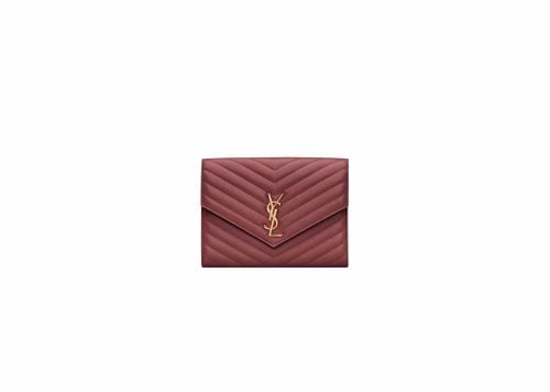 Saint Laurent Cassandre Matelassé Flap Pouch In Lambskin Rouge Merlot