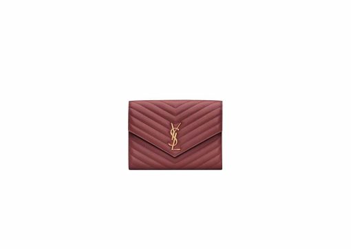 Saint Laurent Cassandre Matelassé Flap Pouch In Lambskin Rouge Merlot