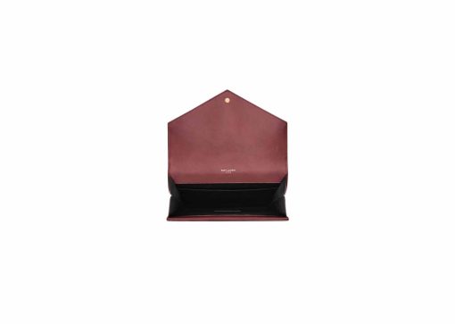 Saint Laurent Cassandre Matelassé Flap Pouch In Lambskin Rouge Merlot