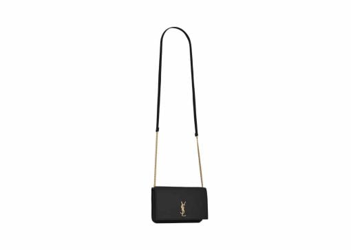 Saint Laurent Cassandre Phone Holder In Smooth Leather Black