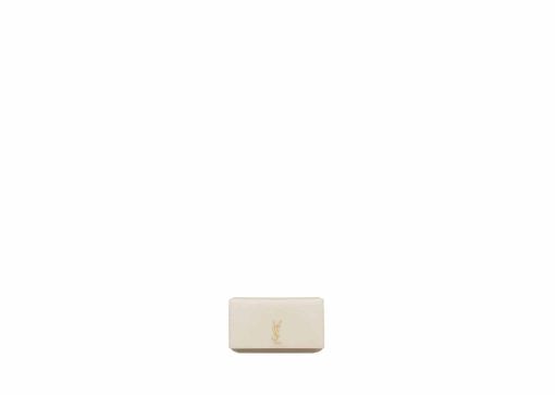 Saint Laurent Cassandre Phone Holder In Smooth Leather Blanc Vintage