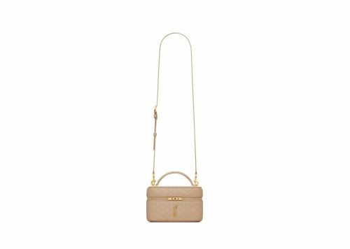 Saint Laurent Gaby Vanity Bag In Lambskin Dk Toffee