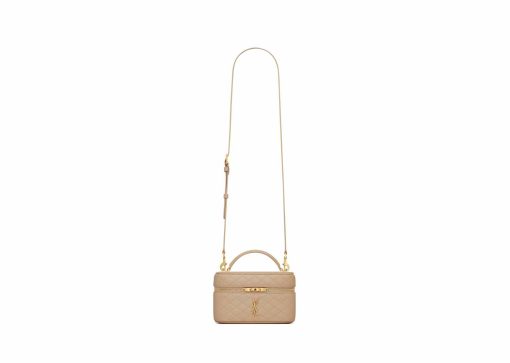 Saint Laurent Gaby Vanity Bag In Lambskin Dk Toffee