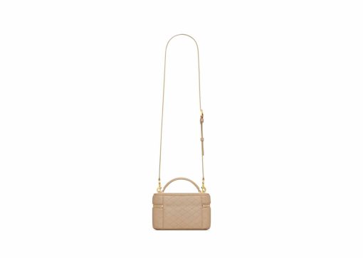 Saint Laurent Gaby Vanity Bag In Lambskin Dk Toffee