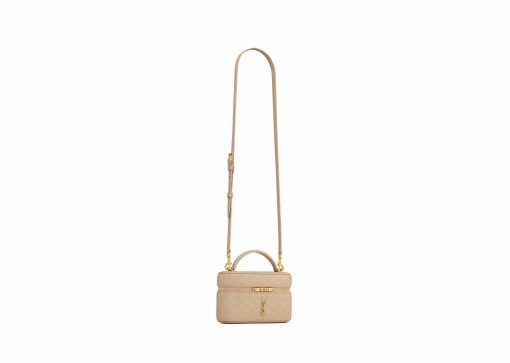 Saint Laurent Gaby Vanity Bag In Lambskin Dk Toffee