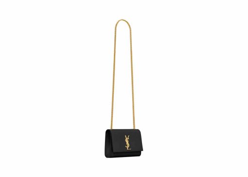 Saint Laurent Kate Small In Grain De Poudre Embossed Leather Black