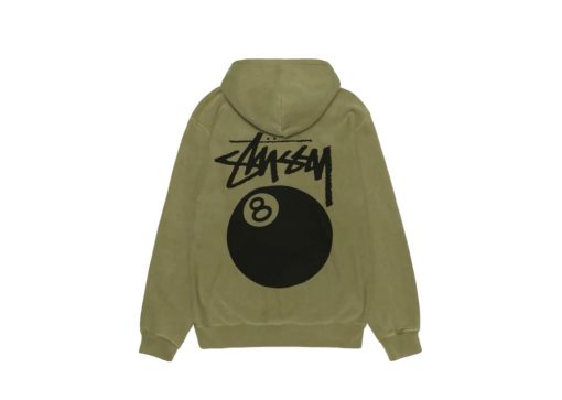 Stussy 8 Ball Zip Hoodie Pigment Dyed Olive