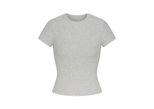 SKIMS Cotton Rib T Shirt Light Heather Grey