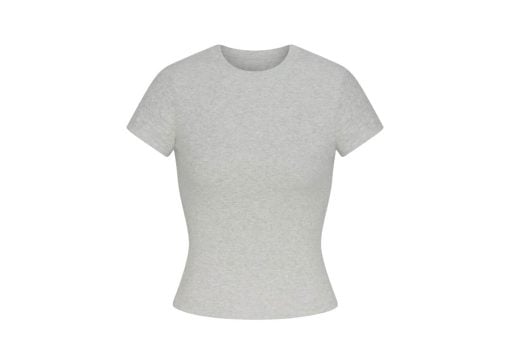 SKIMS Cotton Rib T Shirt Light Heather Grey