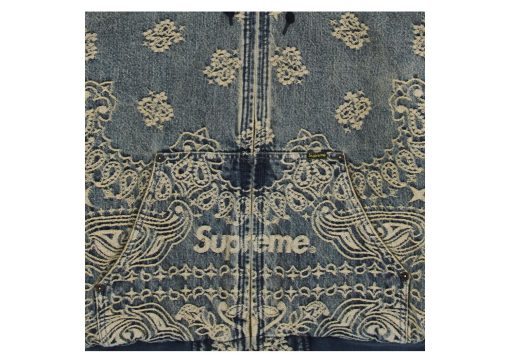 Supreme Bandana Jacquard Denim Hooded Work Jacket Blue