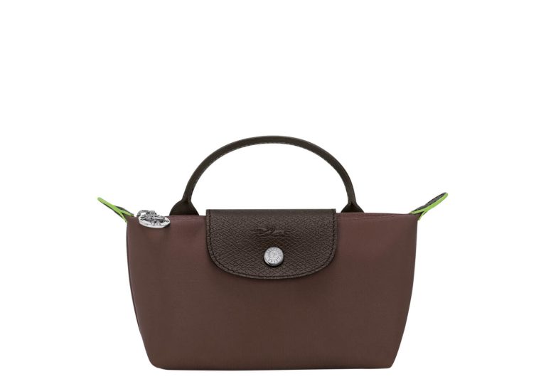 Longchamp Le Pliage Green Pouch With Handle Mocha