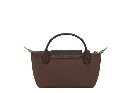 Longchamp Le Pliage Green Pouch With Handle Mocha