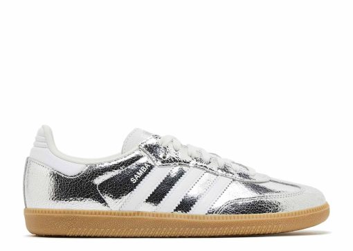 adidas Samba OG Silver Metallic Cracked Leather JR0035