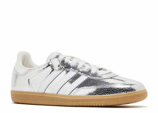 adidas Samba OG Silver Metallic Cracked Leather JR0035