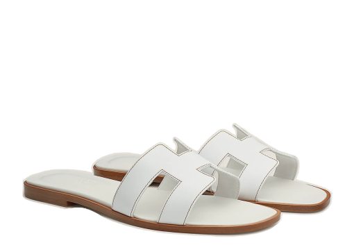 Hermes Oran Sandal Blanc Box Calfskin Leather