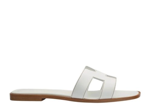 Hermes Oran Sandal Blanc Box Calfskin Leather