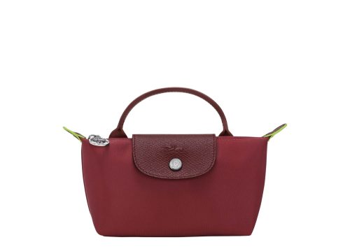 Longchamp Le Pliage Green Pouch With Handle Pomegranate