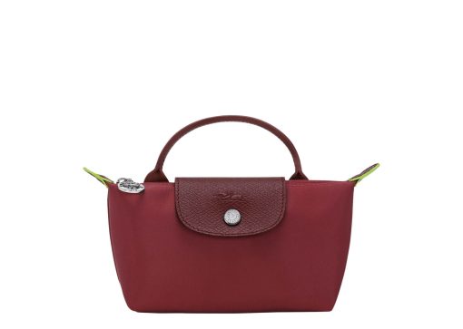 Longchamp Le Pliage Green Pouch With Handle Pomegranate