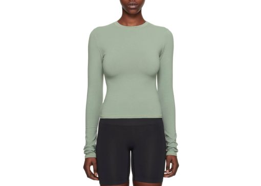 SKIMS Cotton Jersey Long Sleeve T Shirt Mineral