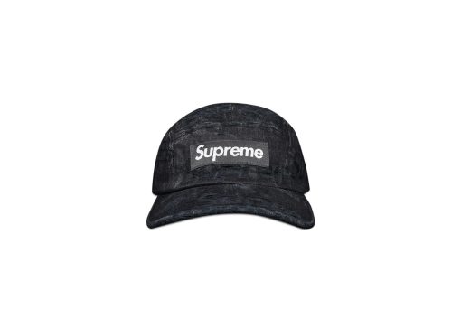 Supreme Frayed Logos Denim Camp Cap Black