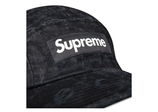 Supreme Frayed Logos Denim Camp Cap Black