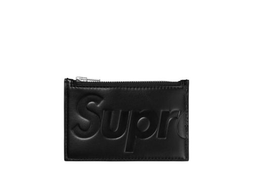 Supreme Leather Zip Card Holder Black