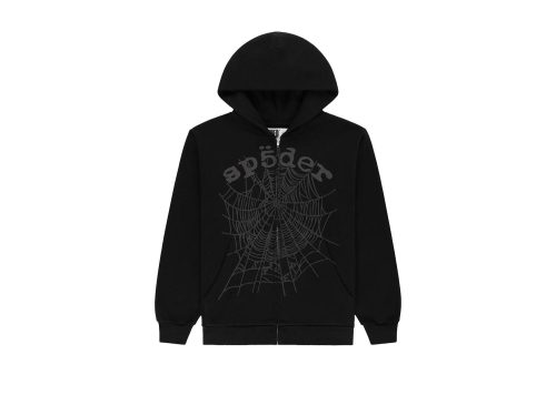 Sp5der OG Web V2 Phantom Zip Up Hoodie Black