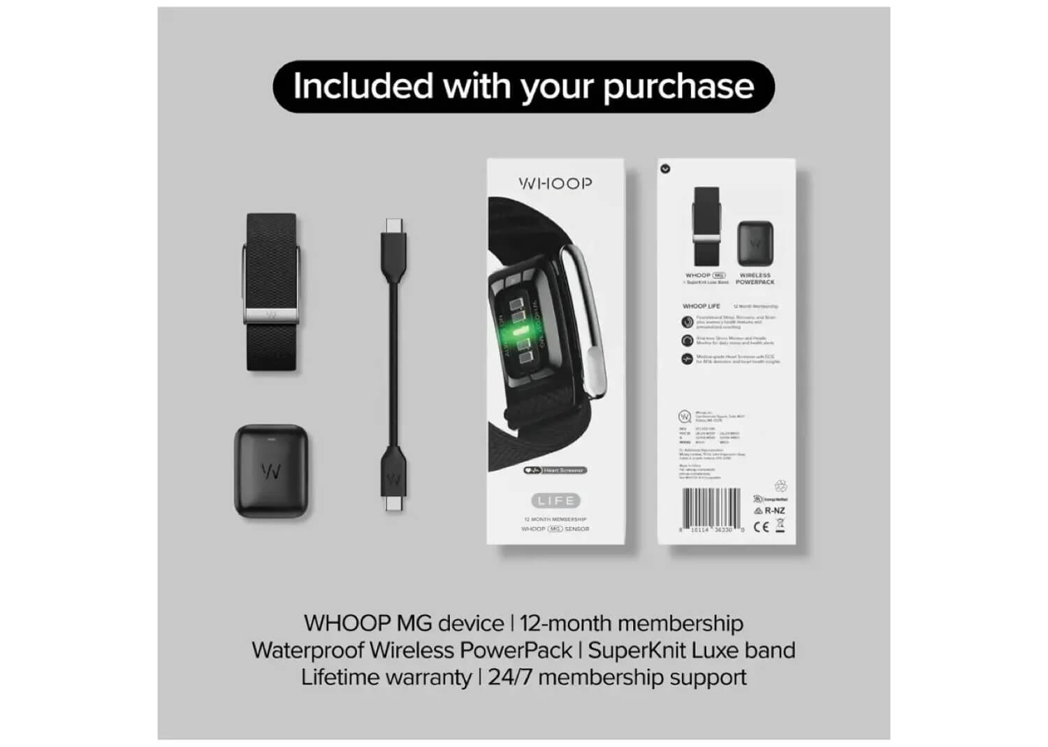 WHOOP MG Life Health and Fitness Tracker 12‑Month Membership