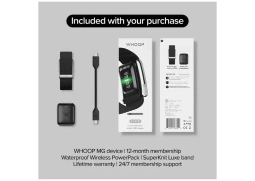 WHOOP MG Life Health and Fitness Tracker 12‑Month Membership Obsidian Titanium