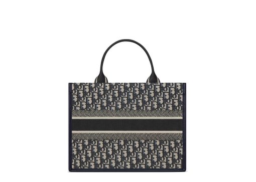 Dior Medium Dior Book Tote Blue Dior Oblique Embroidery and Calfskin