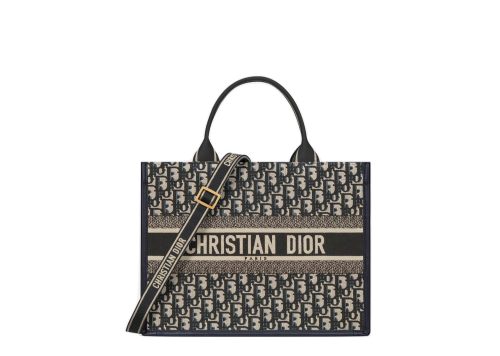 Dior Medium Dior Book Tote Blue Dior Oblique Embroidery and Calfskin