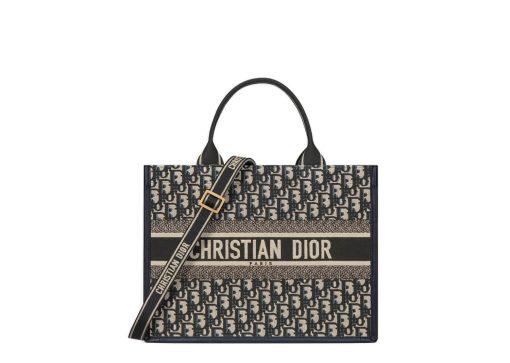 Dior Medium Dior Book Tote Blue Dior Oblique Embroidery and Calfskin