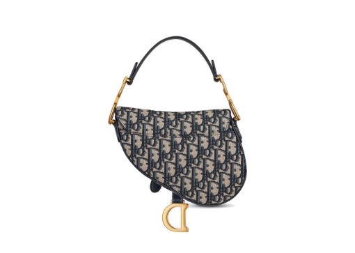 Dior Mini Saddle Bag with Strap Blue Dior Oblique Jacquard