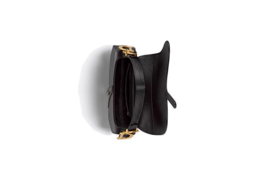Dior Saddle Bag with Strap Black Grained Calfskin