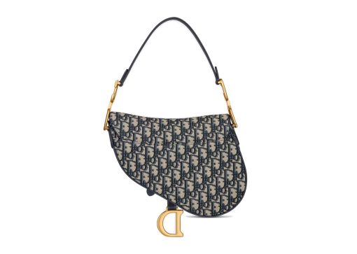 Dior Saddle Bag with Strap Blue Dior Oblique Jacquard