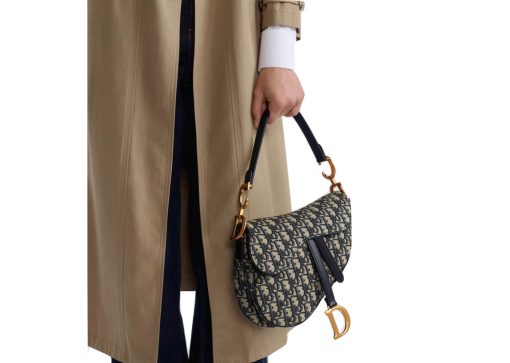 Dior Saddle Bag with Strap Blue Dior Oblique Jacquard