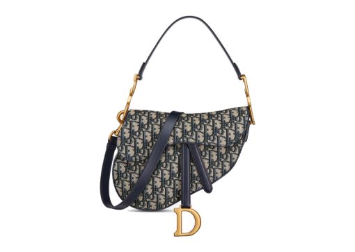 Dior Saddle Bag with Strap Blue Dior Oblique Jacquard