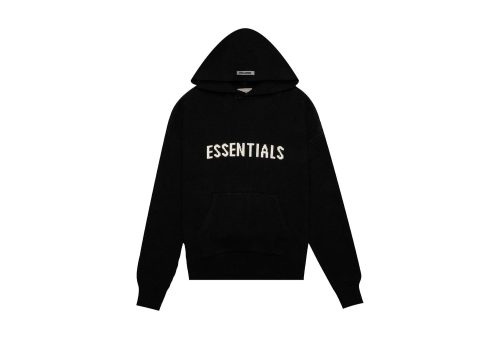 Fear of God Essentials Knit Hoodie Dark Slate Stretch Limo Black