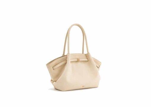 JW Pei Hana Medium Faux Suede Tote Bag Off White