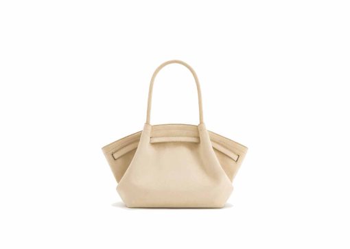 JW Pei Hana Medium Faux Suede Tote Bag Off White