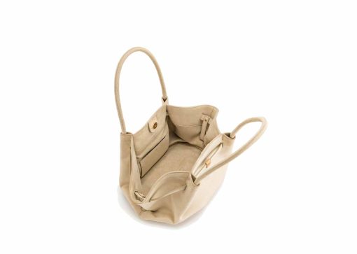 JW Pei Hana Medium Faux Suede Tote Bag Off White