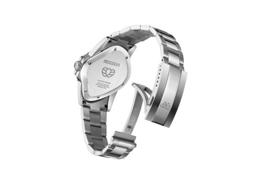 Laarvee Silver Precision Steel Black-Blue Ceramic Bezel Black & Blue Dual-Tone GMT Dial