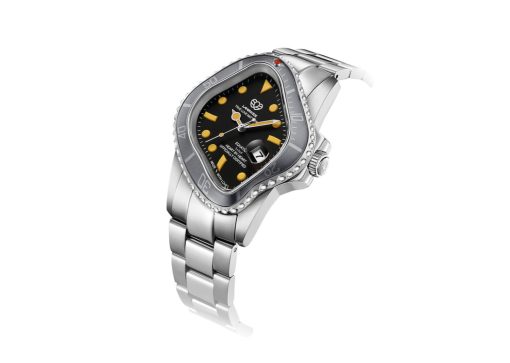 Laarvee Silver Precision Steel Silver-White Bezel Twisted Black Dial