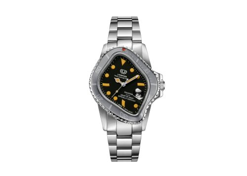 Laarvee Silver Precision Steel Silver-White Bezel Twisted Black Dial