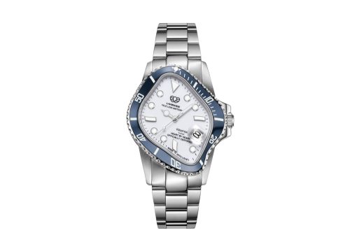 Laarvee Silver Precision Steel Surreal White Twisted Dial Blue Bezel