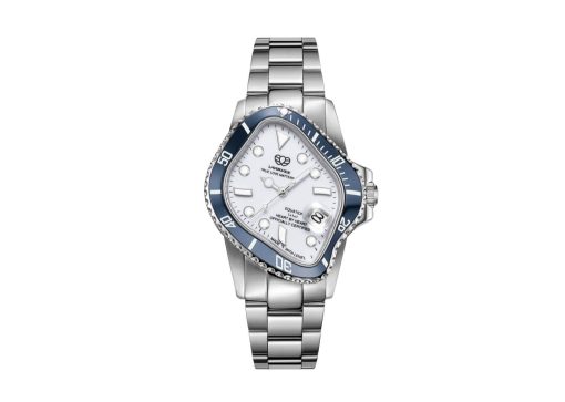Laarvee Silver Precision Steel Surreal White Twisted Dial Blue Bezel