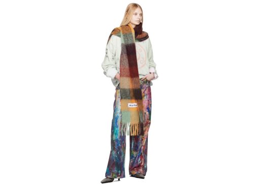 Acne Studios Mohair Checked Scarf Brown & Yellow